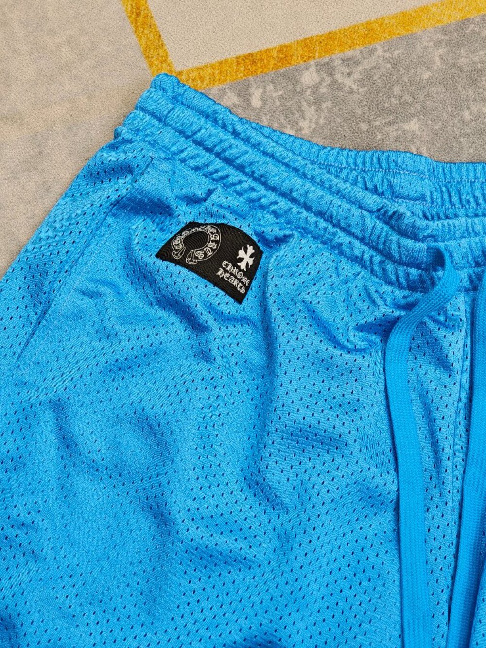 Chrome Hearts Light Blue Mesh Casual Shorts, L - Picture 3 of 9